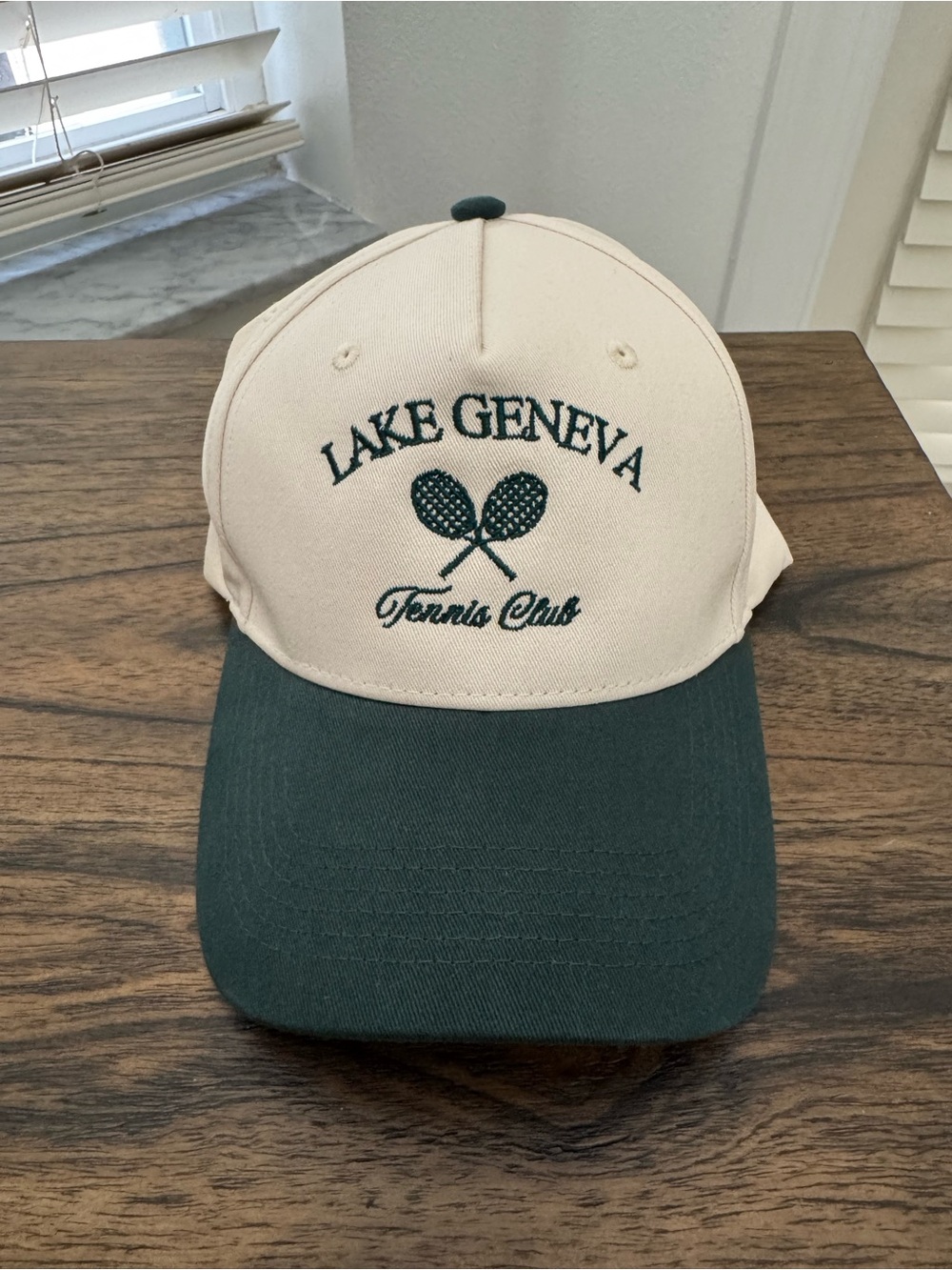 Lake Geneva Tennis Club Hat Cream Dark Green